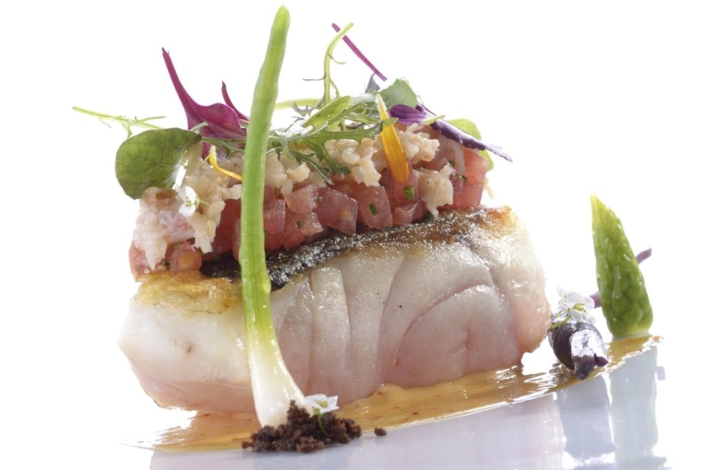 Amadai with iodised sauce, king crab, raw tomatoes and saffron at Tosca at the Ritz-Carlton in Tsim Sha Tsui.