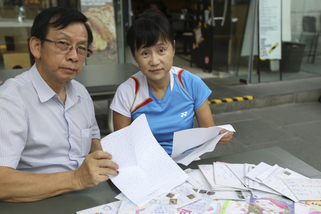 Prisoners’ Friends’ Association president Jack Fung Sun-wah and member of the association Michelle Lui Kit-hing. Lui has been writing to inmates since 2010 and has received about 1,500 letters from prisoners. She currently writes to 15 inmates. Photo: Xiaomei Chen