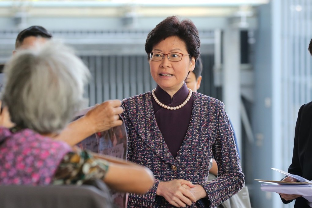 Chief Executive Carrie Lam Cheng Yuet-ngor meets protesters before an Executive Council meeting. Photo: Dickson Lee