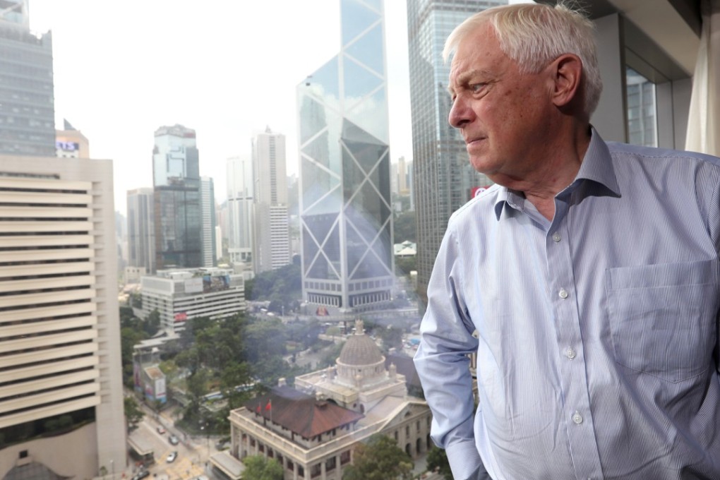 Chris Patten, the last governor of Hong Kong, looks out over the city from the Mandarin Oriental in Central, on September 20. Photo: Edward Wong