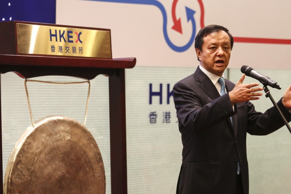 Charles Li Xiaojia, chief executive of Hong Kong Exchanges & Clearing (HKEX) at the HKEX Gold Futures Launch Ceremony at One and Two Exchange Square in Central in July. The HKEX has proposed the establishment of a new board on the city’s exchange which could allow companies with so-called dual-class stocks to raise capital in the city. Photo: SCMP/Jonathan Wong