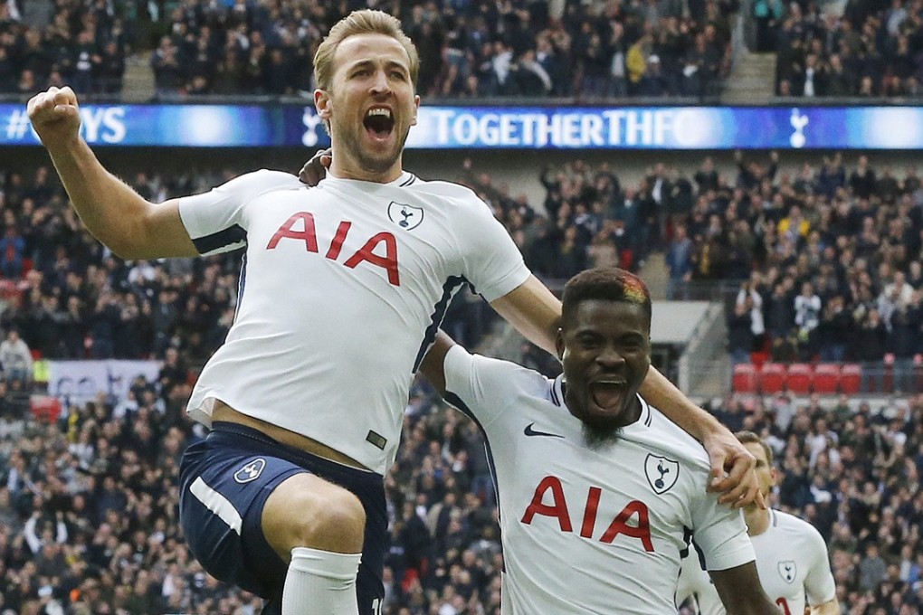 Harry Kane (left) celebrates scoring against Liverpool on the weekend. Photo: AP