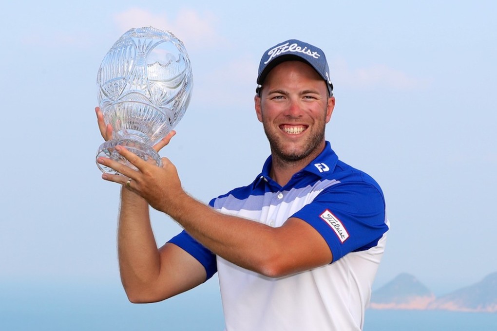 Daniel Nisbet celebrates his win in the 2016 Clearwater Bay Open. Photos: PGA Tour China