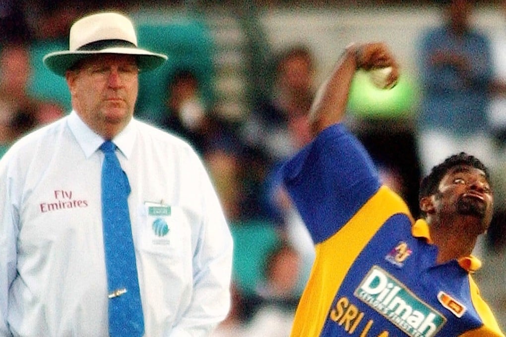 Australian umpire Darrell Hair watches Sri Lanka’s Muttiah Muralitharan bowl. Hair has admitted stealing money from his former employer. Photo: Reuters