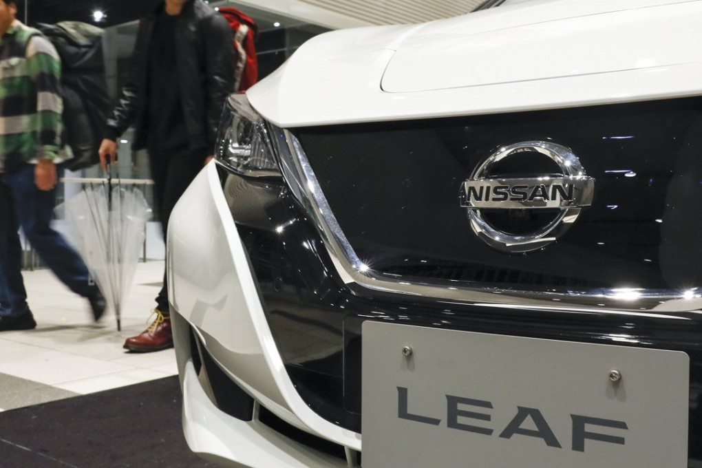 Nissan Motor Corp's new electric vehicle LEAF at global headquarters in Yokohama, Kanagawa Prefecture, south of Tokyo, Japan. The Tokyo Motor Show opened on Wednesday. Photo: EPA-EFE