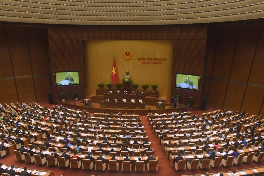Vietnam's Prime Minister Nguyen Xuan Phuc addresses the National Assembly in Hanoi. Blogger Phan Kim Khanh, 24, was sentenced to six years’ jail for anti-state activities. Photo: AFP