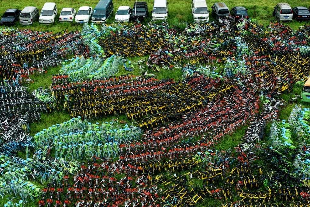 Bicycles of various bike-sharing companies are seen in Hangzhou, Zhejiang province. Photo: Reuters