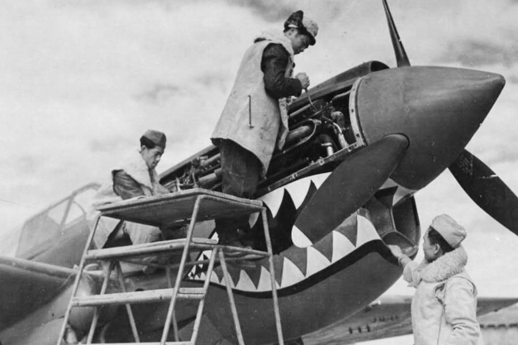 Mechanics work on a Flying Tigers plane at Kunming, China, in 1942. Photo: SCMP