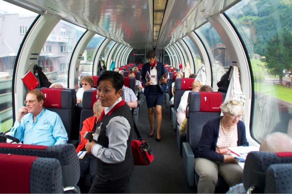 The Gotthard Panorama Express’ curved windows offer great views of Switzerland’s unrivalled scenery. Picture: Peter Neville-Hadley