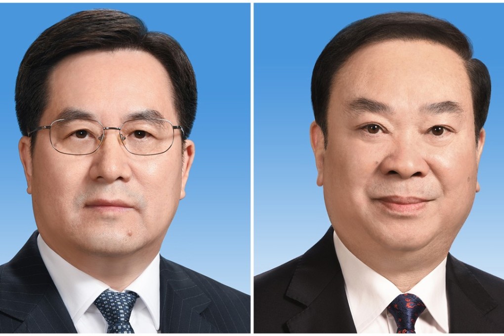 President Xi Jinping’s allies Ding Xuexiang (left) and Huang Kunming have been named, respectively, director of the general office of the Central Committee and head of the central propaganda department. Photo: Handout
