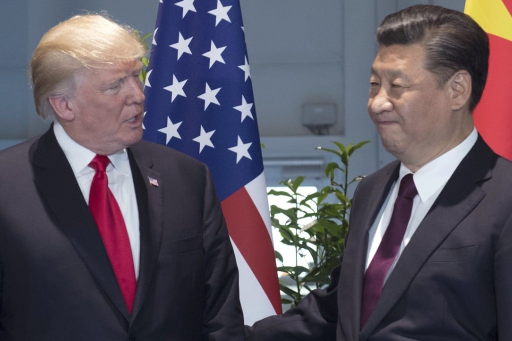 Presidents Donald Trump and Xi Jinping arrive for a meeting on the sidelines of the G20 summit in Hamburg on July 8. Photo: AP