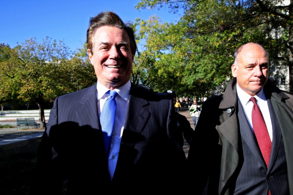 US President Donald Trump's former campaign manager Paul Manafort departs US District Court in Washington on Monday after pleading not guilty to the first charges stemming from a special counsel investigation of possible Russian meddling in the 2016 presidential election. Photo: Reuters
