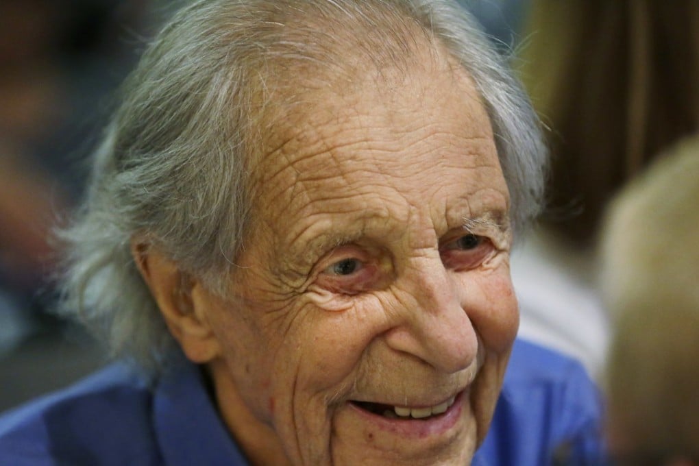 Fred Beckey, the legendary mountain climber, visits guests during a promotional event for Dirtbag: The Legend of Fred Beckey in 2016. Photo: AP