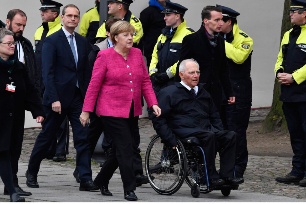 German Chancellor Angela Merkel arrives in front of the Schlosskirche (All Saints' Church, Castle Church) on the occasion of the 500th anniversary of the Reformation. Photo: AFP