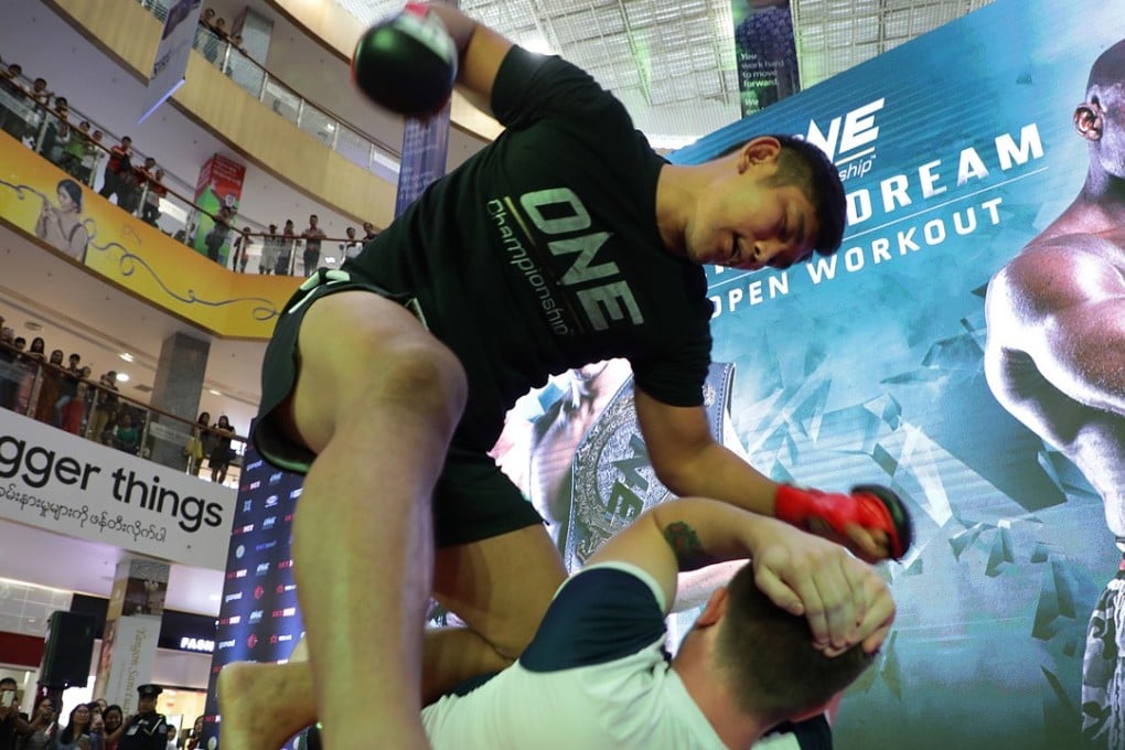 Aung La Nsang in action at a media workout in Yangon. Photos: One Championship