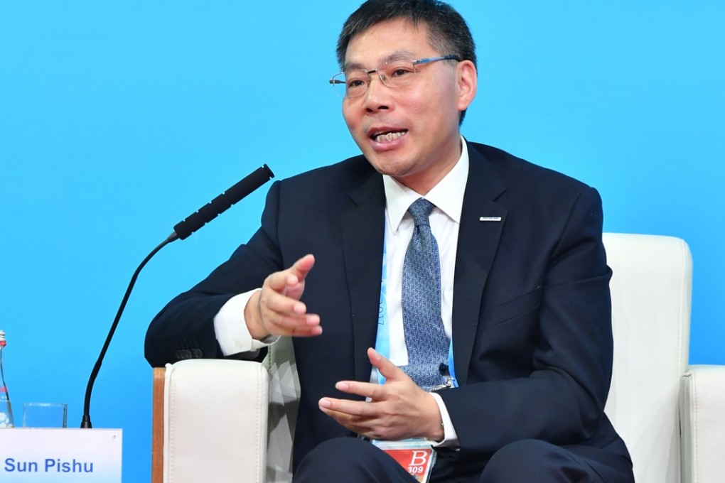 Sun Pishu, Inspur’s chairman and CEO, speaks at a panel discussion on connectivity during the BRICS Business Forum in Xiamen in September. Photo: Xinhua