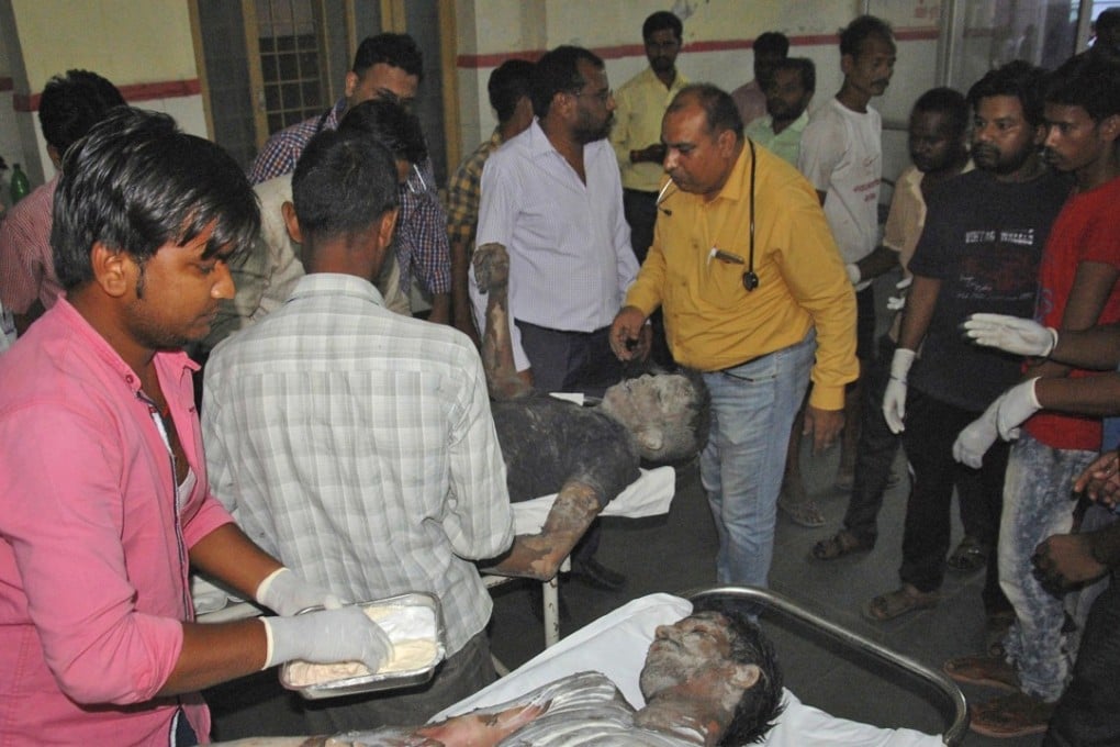 Injured Indians are carried on stretchers to be treated at a hospital in Rae Bareilly, in the northern Indian state of Uttar Pradesh. Photo: AP