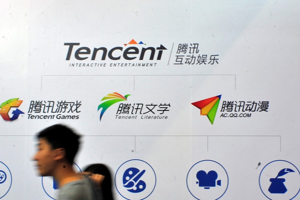 People walk past a logo of Tencent Literature at a Tencent Interactive Entertainment stand during a book fair in Guangzhou, Guangdong province, China. Photo: Reuters