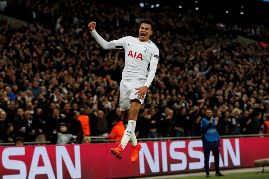 Tottenham’s Dele Alli celebrates scoring his side’s second goal in a famous win over Real Madrid. Photo: Reuters