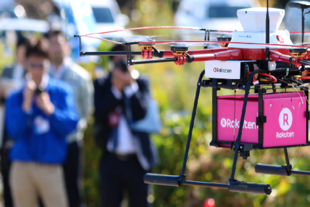 One of Rakuten's delivery drones in action. Photo: Rakuten