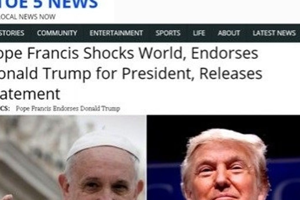 One of the most notorious fake news articles of the 2016 presidential election campaign had Donald Trump winning the improbable endorsement of Pope Francis. Photo: Supplied