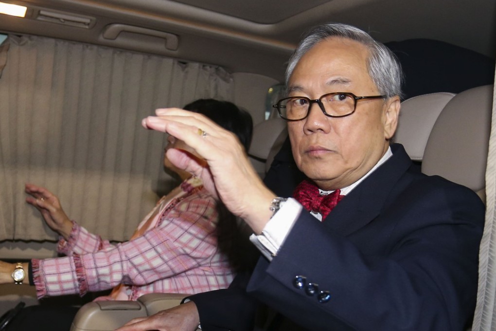 Former chief executive Donald Tsang Yam-kuen and his wife, Selina Tsang Pou Siu-mei, leave the High Court in Admiralty after the trial. Photo: Dickson Lee