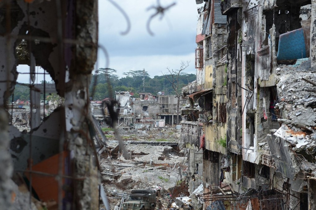 Bombed-out buildings in Marawi on the southern island of Mindanao. Photo: AFP