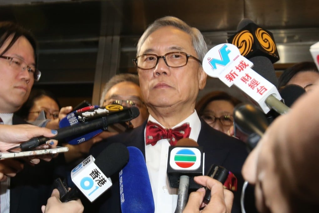 Former Hong Kong leader Donald Tsang Yam-kuen speaks to the press after his trial ended in a hung jury on Friday. Photo: David Wong