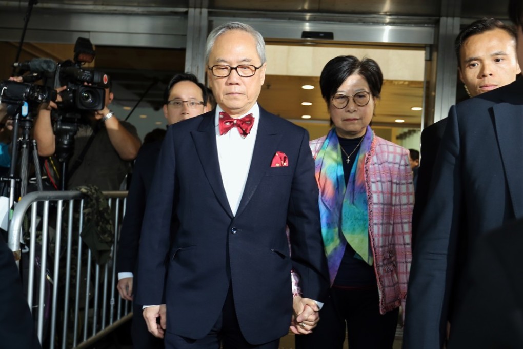 Former chief executive Donald Tsang and his wife, Selina Tsang, leaving the High Court. Photo: Dickson Lee