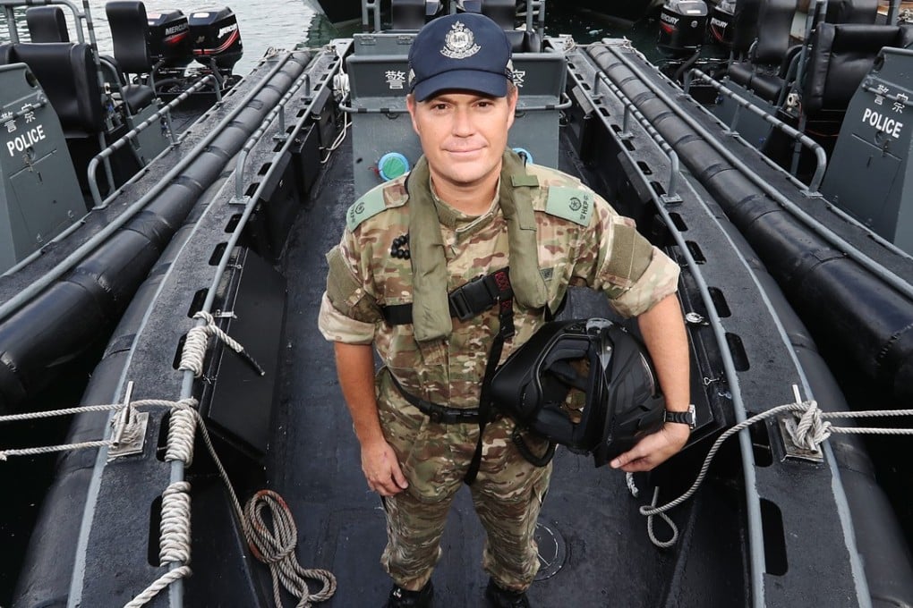 Timothy Worrall at the marine police regional headquarters on Stonecutters Island. Photo: Edward Wong