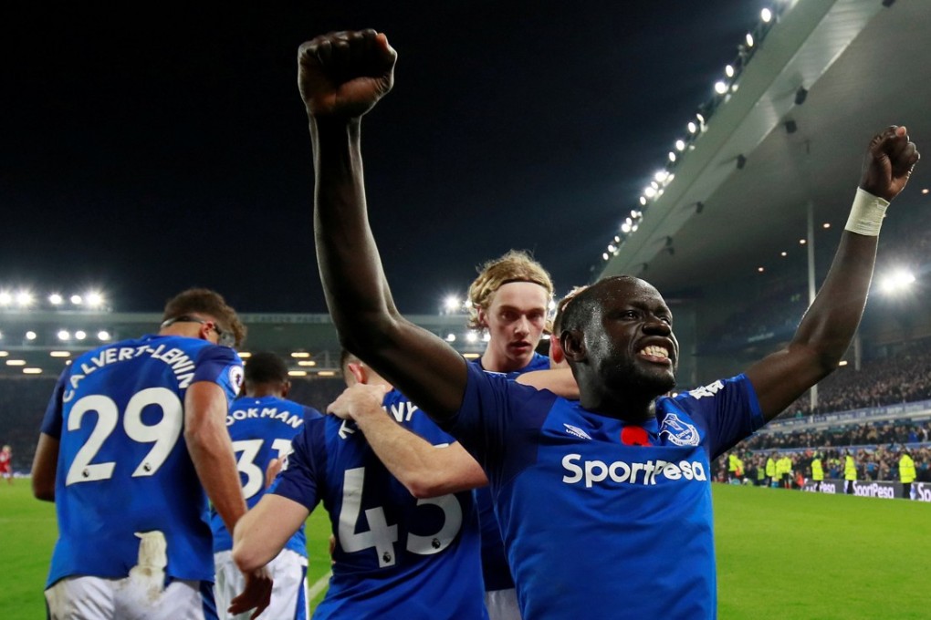 Everton’s Oumar Niasse celebrates scoring to kick-start his side’s comeback against Watford. Photo: Reuters