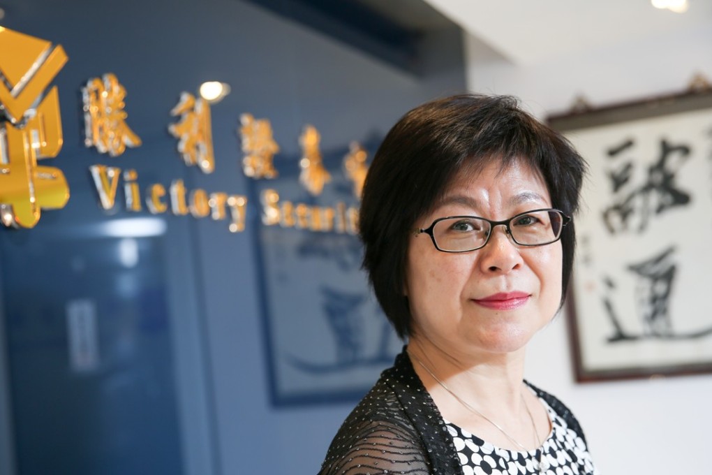 Katerine Kou Kuen, managing director of Victory Financial Group, a mid-sized Hong Kong brokerage which she took over from her father who cofounded it 46 years ago. Photo: Sam Tsang