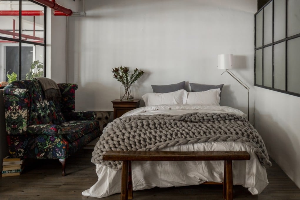 The bedroom of the 2,600 sq ft space designed by Vince Lim and Elaine Manzi Lu. Styling: Shana Buchanan. Photography and video: John Butlin. Photo assistant: Timothy Tsang