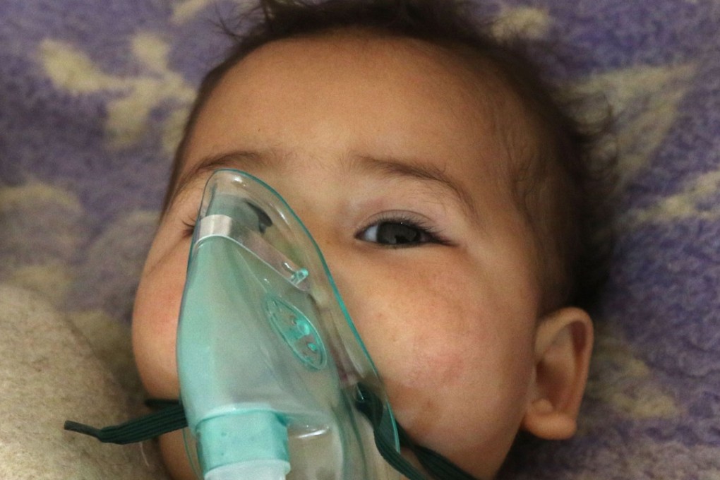 A Syrian child receive treatment after the suspected toxic gas attack in Khan Sheikhun. Photo: AFP