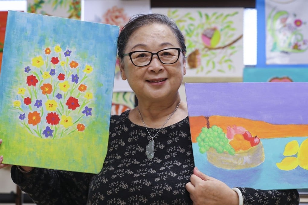 Agnes Yeung displaying her artwork at Kwai Chung Hospital. Photo: Edward Wong
