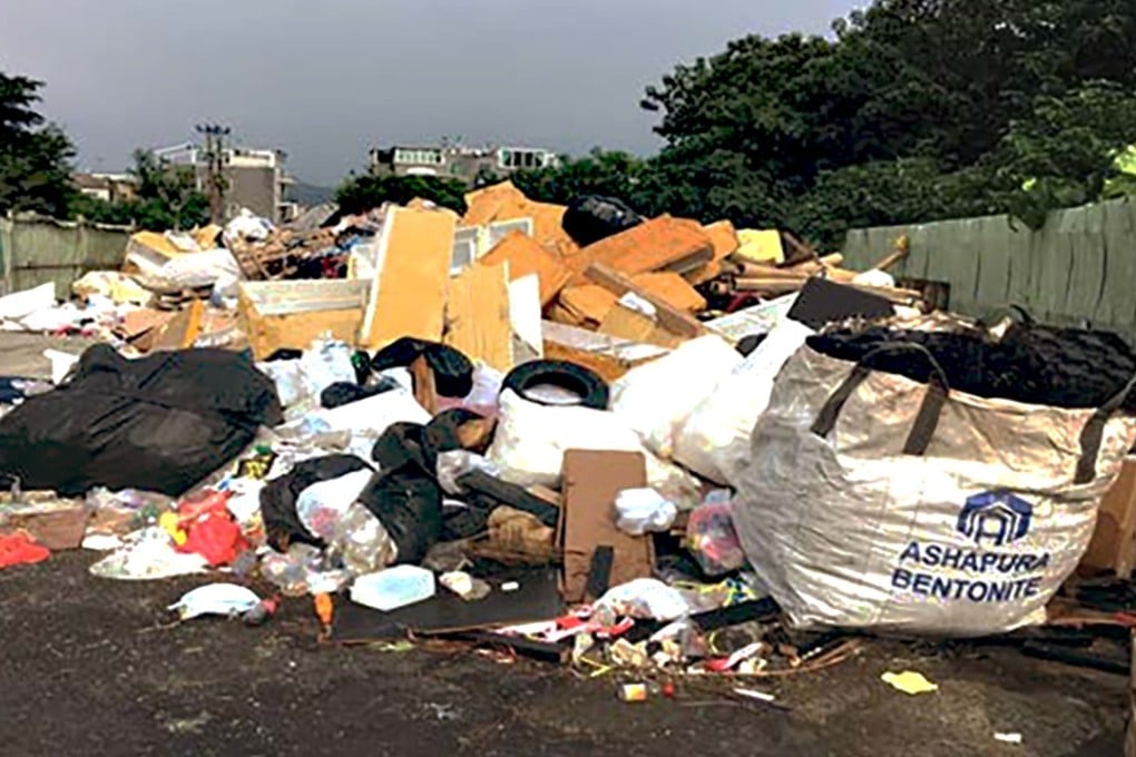 The Pak Sha Tsuen refuse collection point in Shap Pat Heung before the pilot scheme began. Photo: Handout