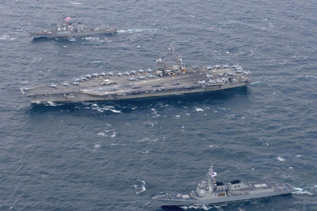 Three US aircraft carriers in rare Pacific exercise as Donald Trump flexes  military muscle on Asia tour | South China Morning Post