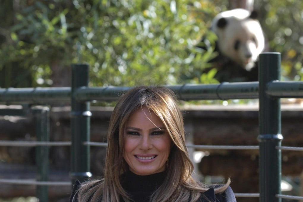 Melania Trump visits the panda enclosure at the Beijing Zoo on Friday. Photo: AP