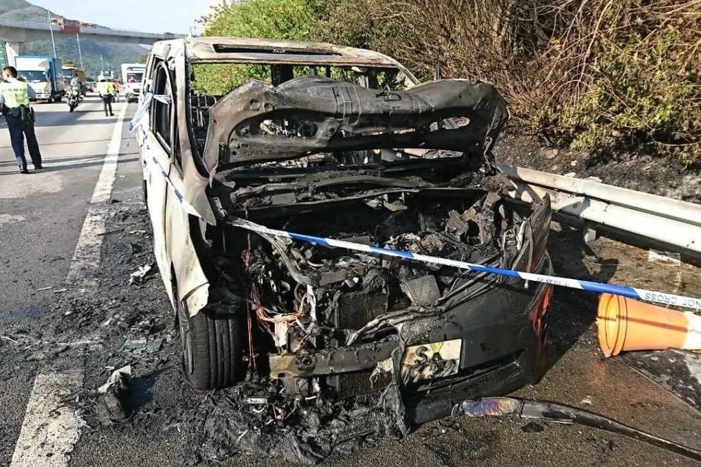 The driver was taken to North Lantau Hospital for treatment. Photo: Handout