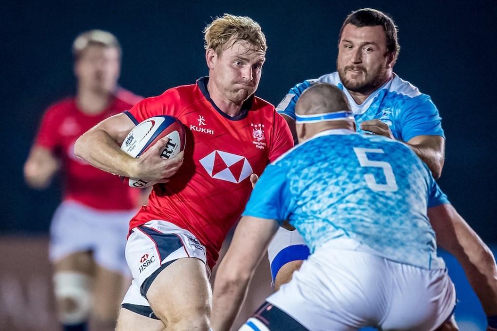 Jamie Hood surges forward for Hong Kong against Russia in the Cup of Nations. Photos: HKRU