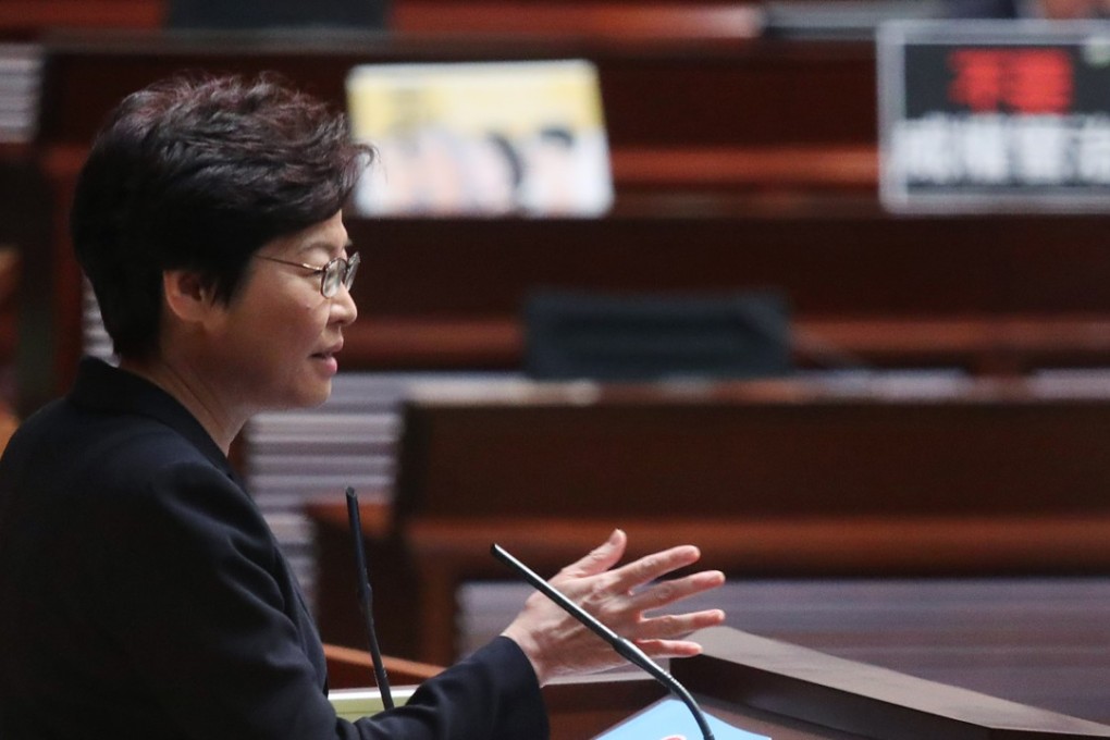 Chief Executive Carrie Lam Cheng Yuet-ngor attends a question and answer session at the Legco Building. Photo: K. Y. Cheng