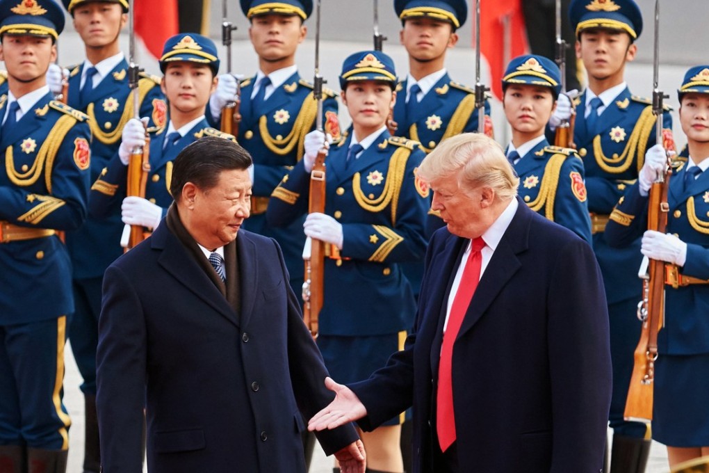 China’s President Xi Jinping and US President Donald Trump outside the Great Hall of the People in Beijing, China. Photo: TNS