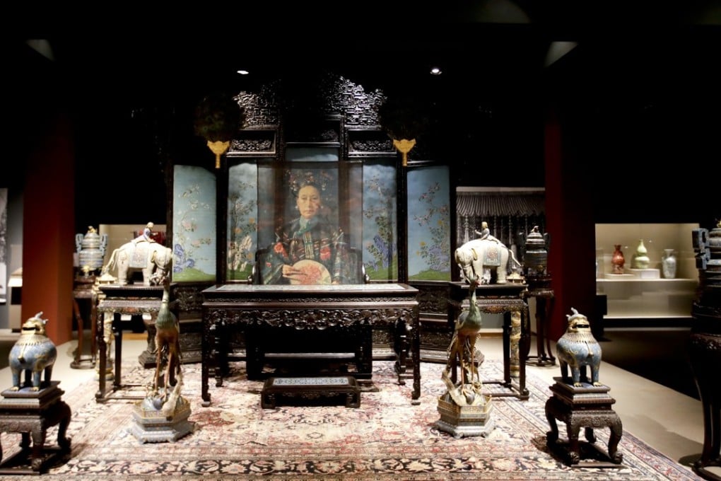 The Bowers Museum’s Empress Dowager exhibition features a reception throne set. Photo: AP