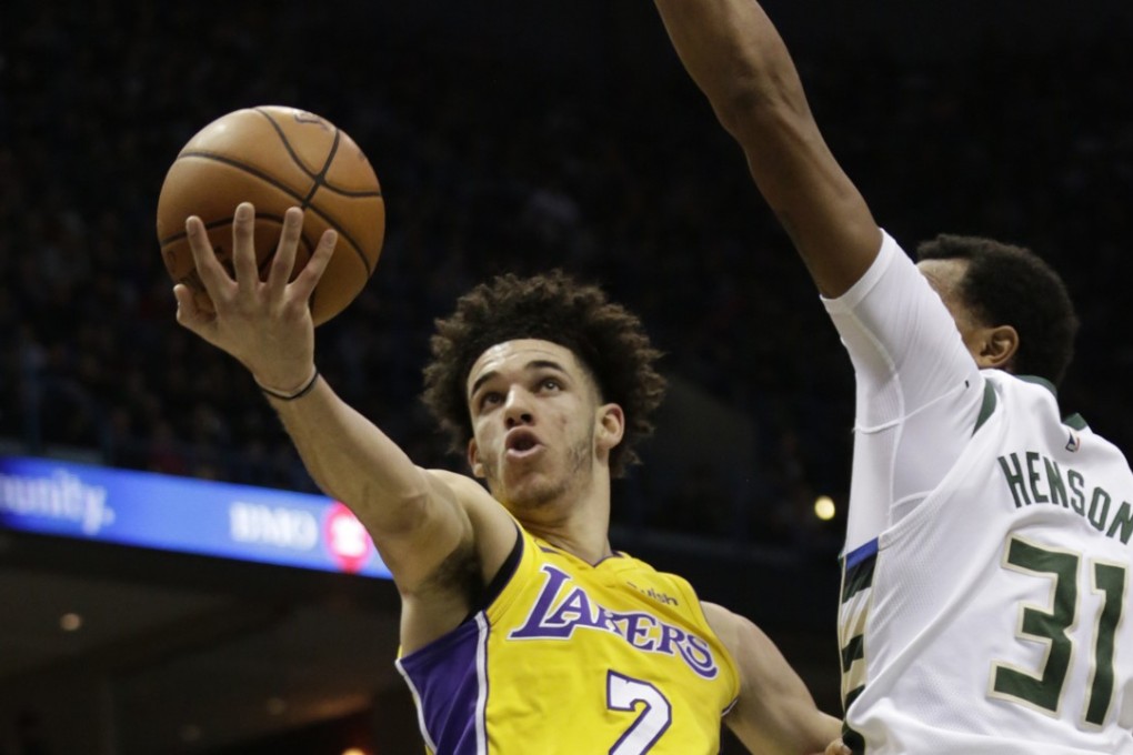 Los Angeles Lakers guard Lonzo Ball attacks the rim. Photos: AP