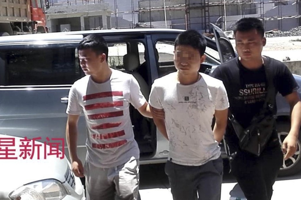 A suspect is taken into custody after a police investigation in Hunan into the illegal production and supply of slimming pills containing the banned substance sibutramine. Photo: News.163.com