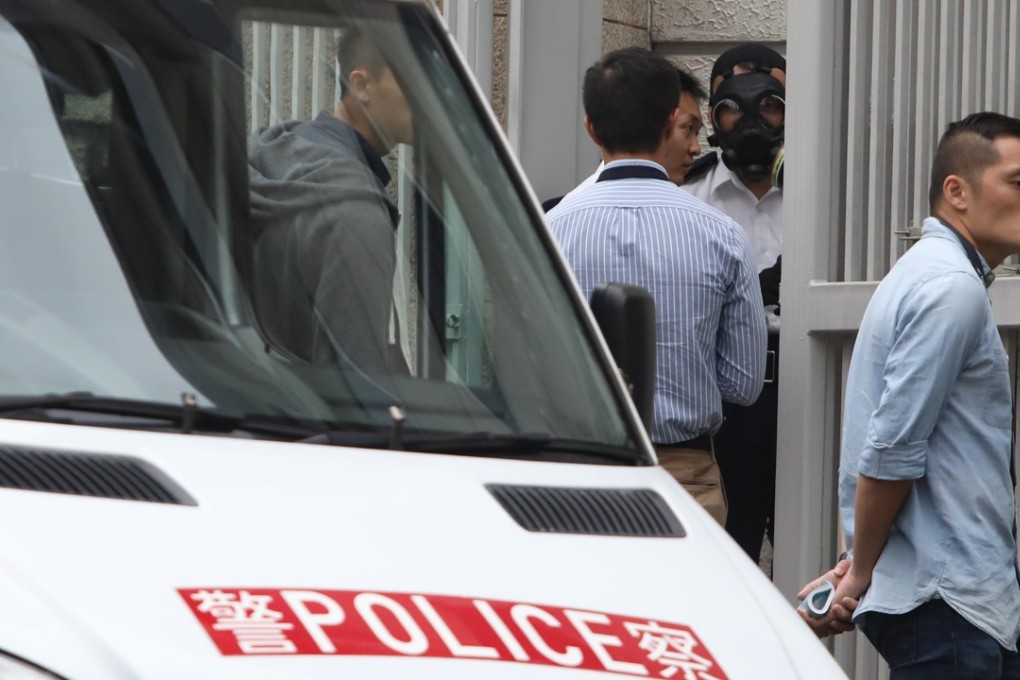 Police investigating at the US consulate on Garden Road in Central on Monday after a white powder was found inside. Photo: Sam Tsang
