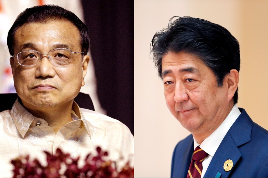 Chinese Premier Li Keqiang (left) and Japanese President Shinzo Abe will be looking to improve ties between their two countries when they meet in Manila on Monday. Photo: EPA-EFE