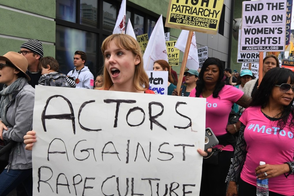 Victims of sexual harassment and assault, and their supporters march through Hollywood for the #MeToo rally. Photo: AFP