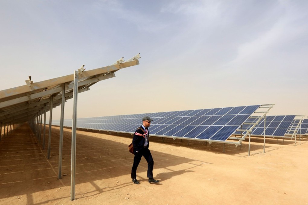The newly installed solar panels at the Zaatari refugee camp. photo: Xinhua