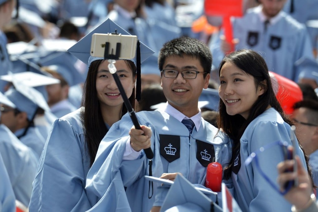 Chinese students attend a graduation ceremony at Columbia University in 2015. According to the latest Open Doors report, the rate of growth of Chinese enrolments at US colleges is slowing. Photo: Xinhua